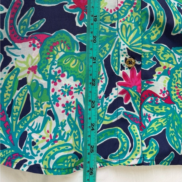 💚 Lilly Pulitzer Green Pink Floral Silk Button Blouse, Flowy XS Like New 💚 - Picture 5 of 16